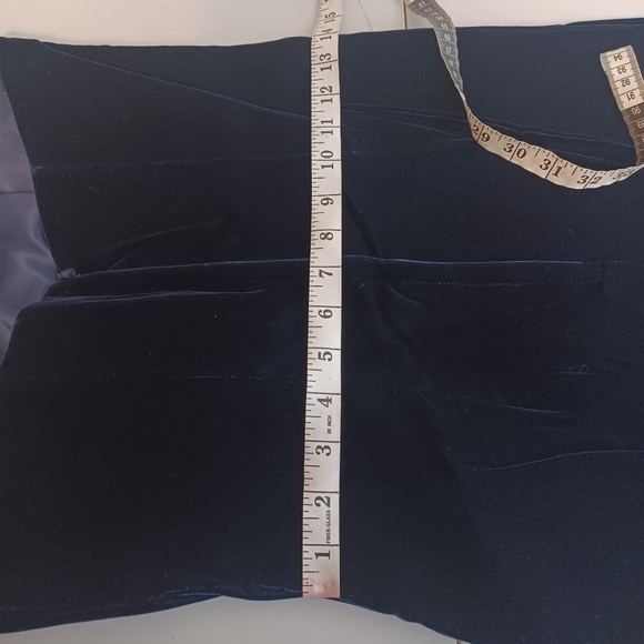 Vintage Dark Academia Deep Blue Velvet Evening Formal Strapless Dress - Picture 11 of 13